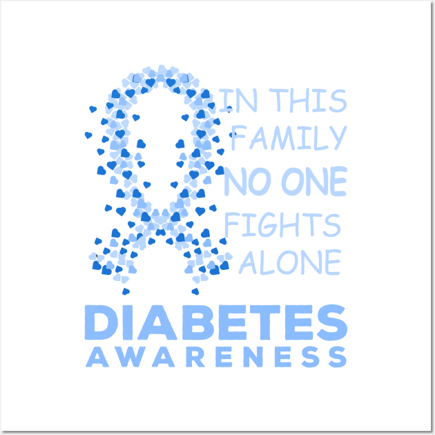 in this family no one fights alone // diabetes awareness Wall Art by crayonKids